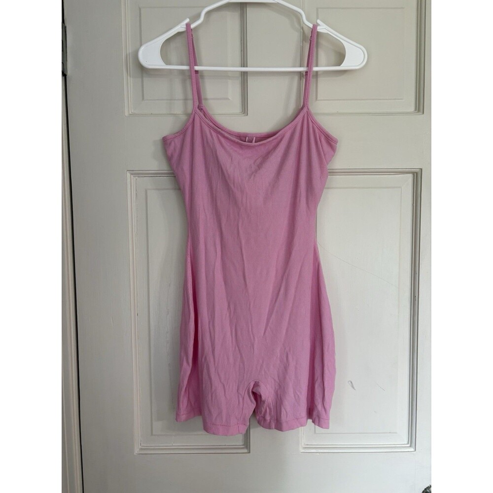 SKIMS 2 Piece Bundle Pink Ribbed Romper M Black Slip Dress L